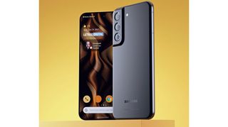 An unofficial render of the Galaxy S22 from the front and back