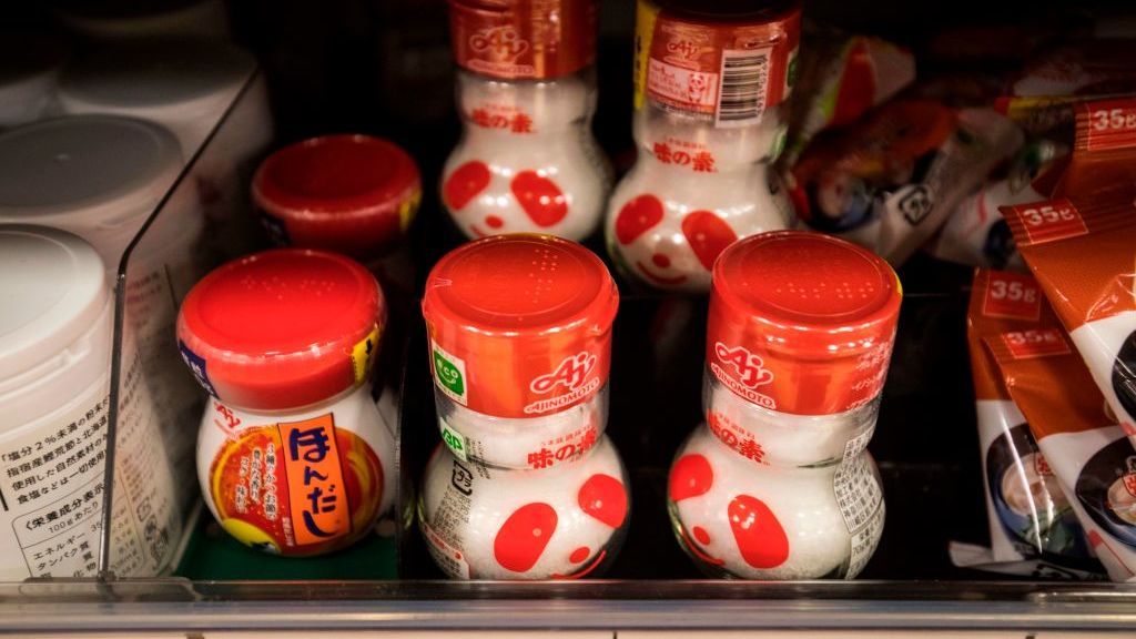 Ajinomoto&amp;#039;s MSG products on a shelf at a supermarket