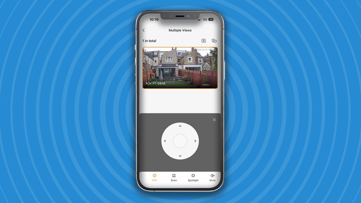 Controls for IMOU AOV PT security camera in mobile app