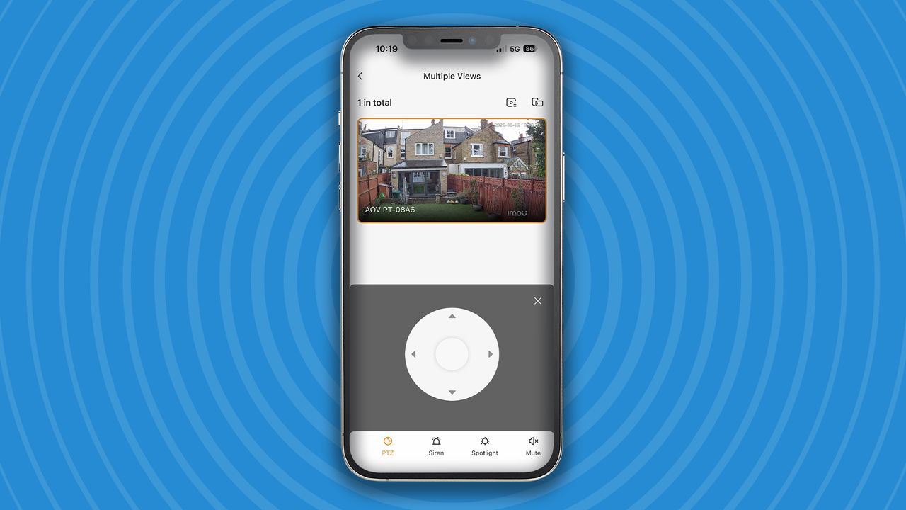 Controls for IMOU AOV PT security camera in mobile app
