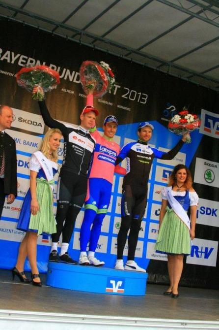 S&uuml;tterlin, Malori and Barta take to the stage after taking out the fastest times in the TT