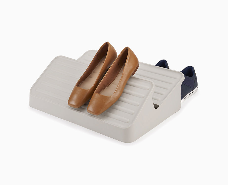 Shoe-In&amp;trade; Large Space-Saving Ecru Shoe Rack