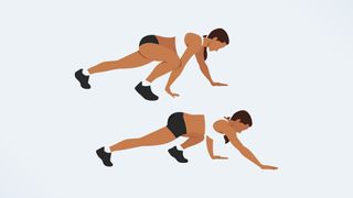 an illo of a woman doing the bear crawl exercise