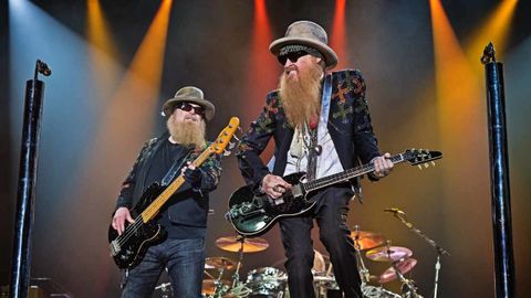 a shot of zz top on stage