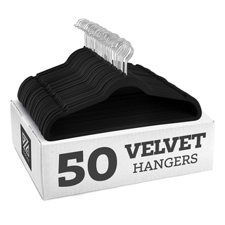 Set of 50 black velvet hangers