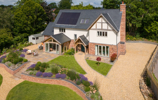 Exterior of oak frame house 