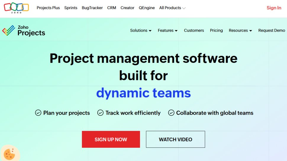 Zoho Projects website screenshot (February 2026).