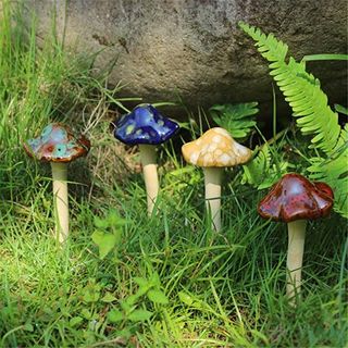ceramic mushrooms for a fairy garden