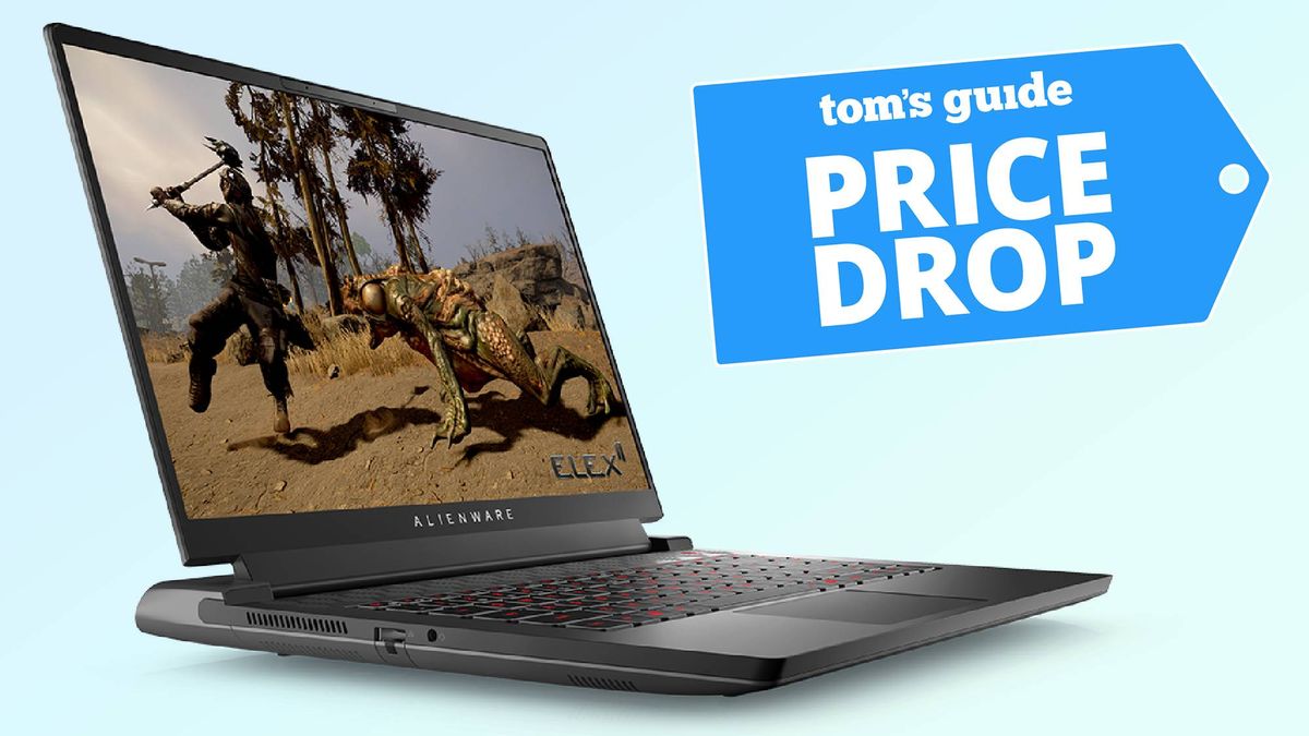 Alienware m15 R7 gaming laptop with a Tom&#039;s Guide deal tag