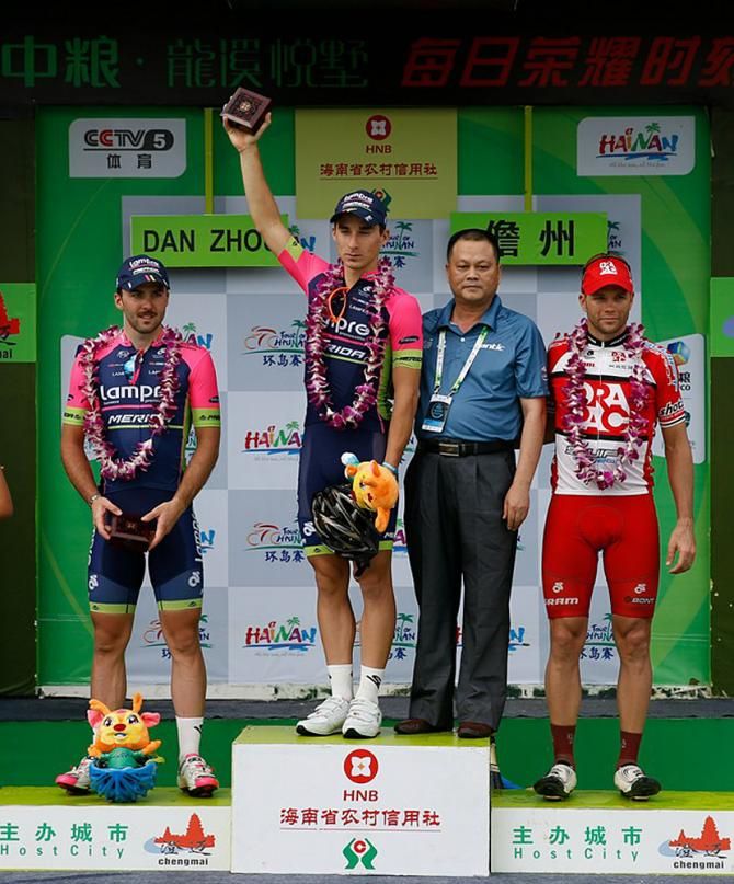 The stage 8 podium