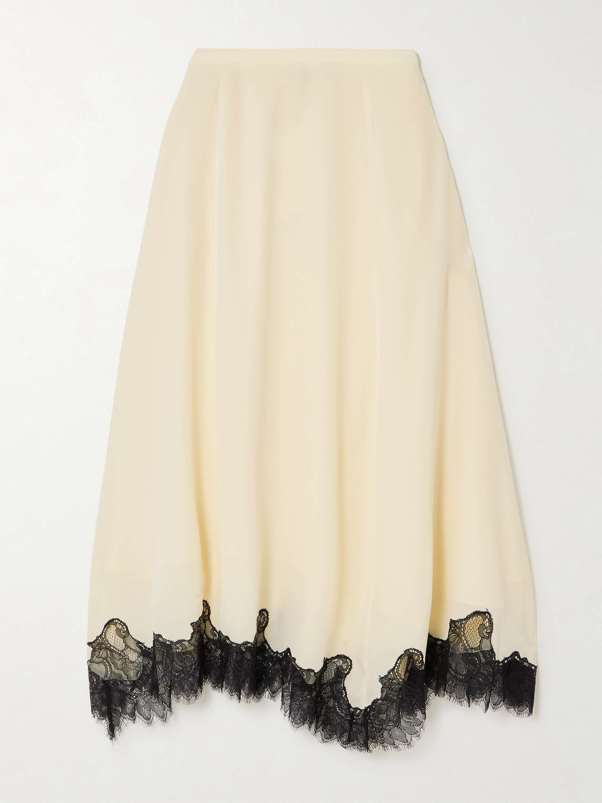 Rosine Lace-Trimmed Silk Crepe De Chine Midi Skirt