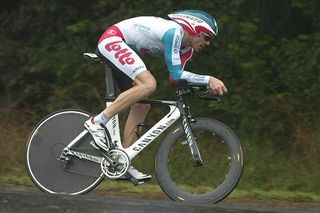 Adam Hansen (Omega Pharma-Lotto) from Queensland powers into the finish in Learmonth.