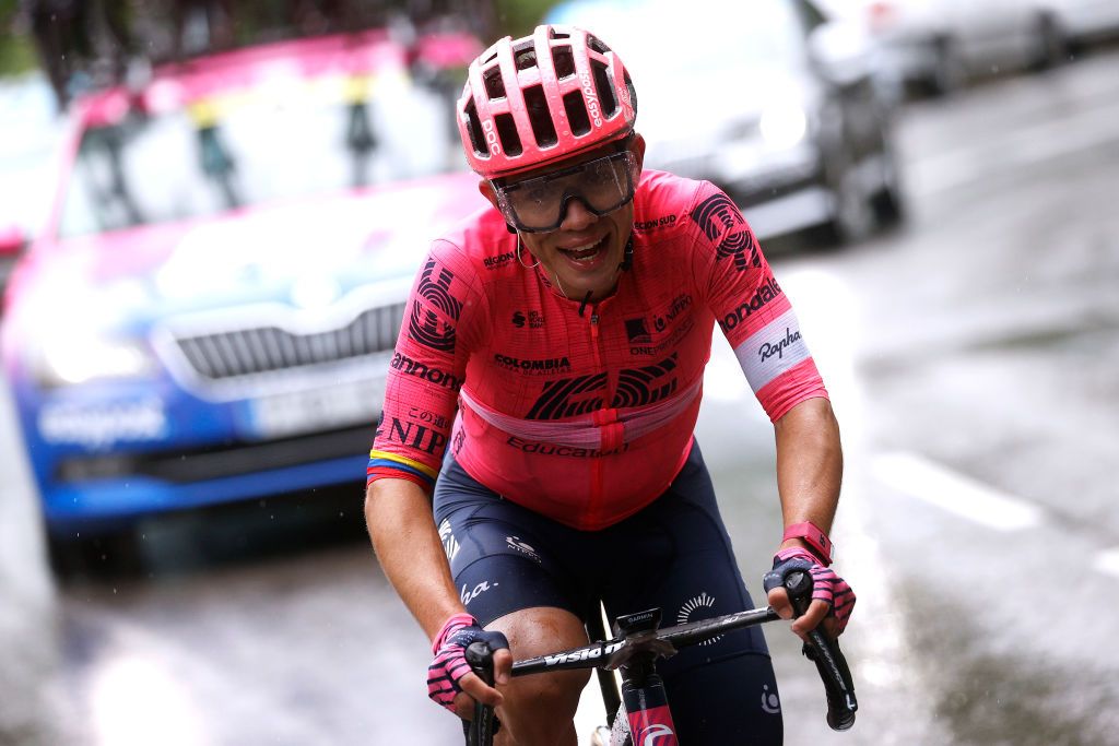TIGNES FRANCE JULY 04 Sergio Higuita of Colombia and Team EF Education Nippo in breakaway during the 108th Tour de France 2021 Stage 9 a 1449km stage from Cluses to Tignes Monte de Tignes 2107m LeTour TDF2021 on July 04 2021 in Tignes France Photo by Chris GraythenGetty Images