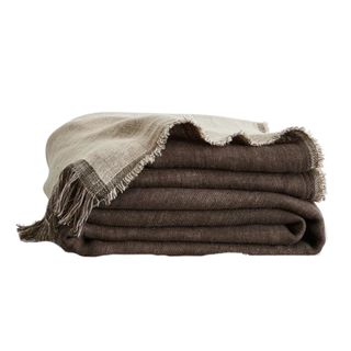 Oatmeal & Mocha 100% French Flax Linen Muslin Throw