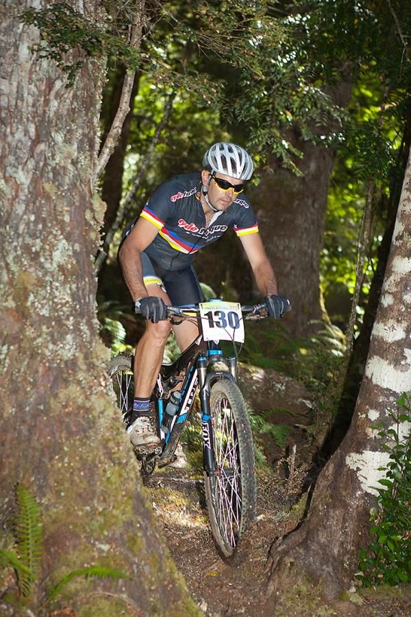 Tasmanian Nathan Jackson in a wilder part of his backyard, rainforest racing on the Que River stage.