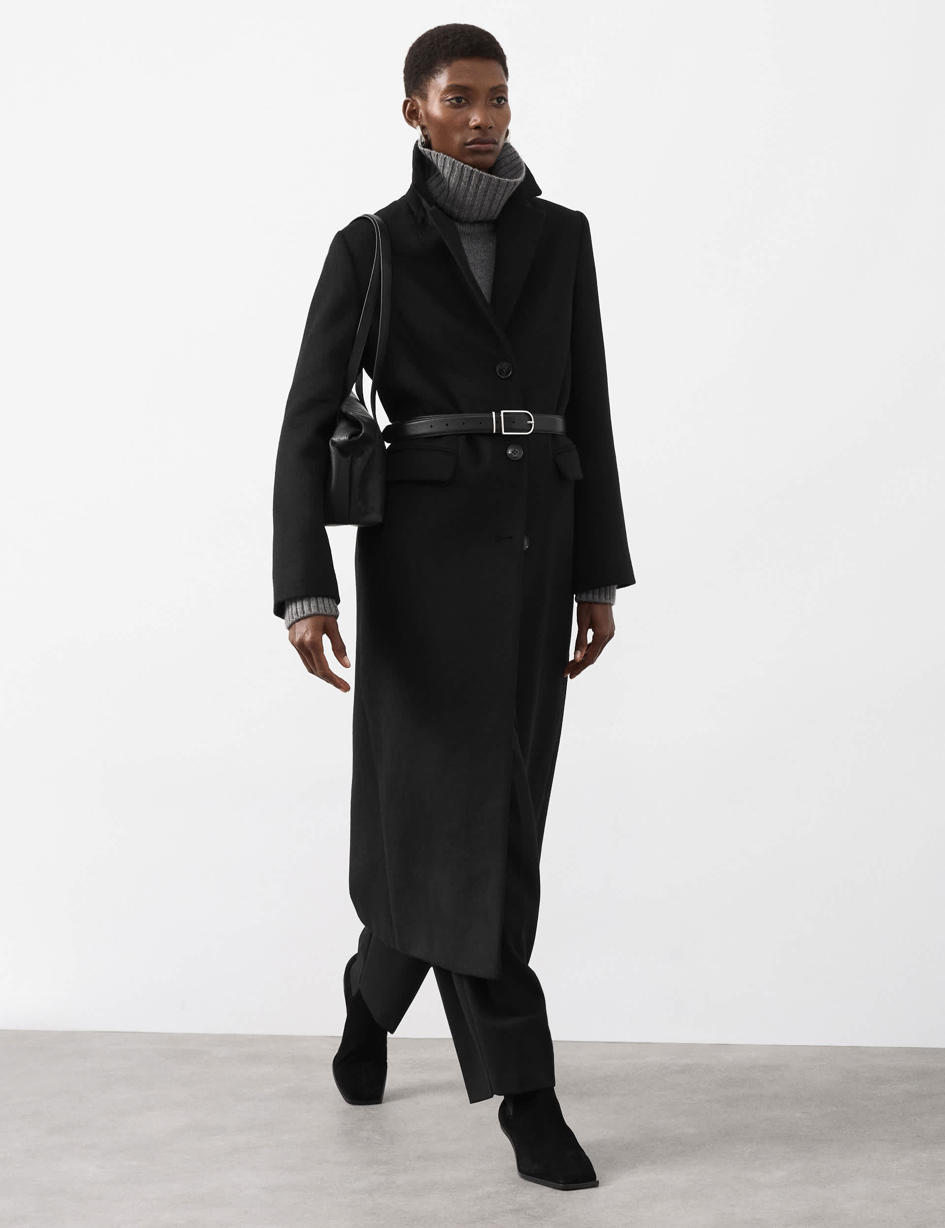 Wool Blend Longline Tailored Coat