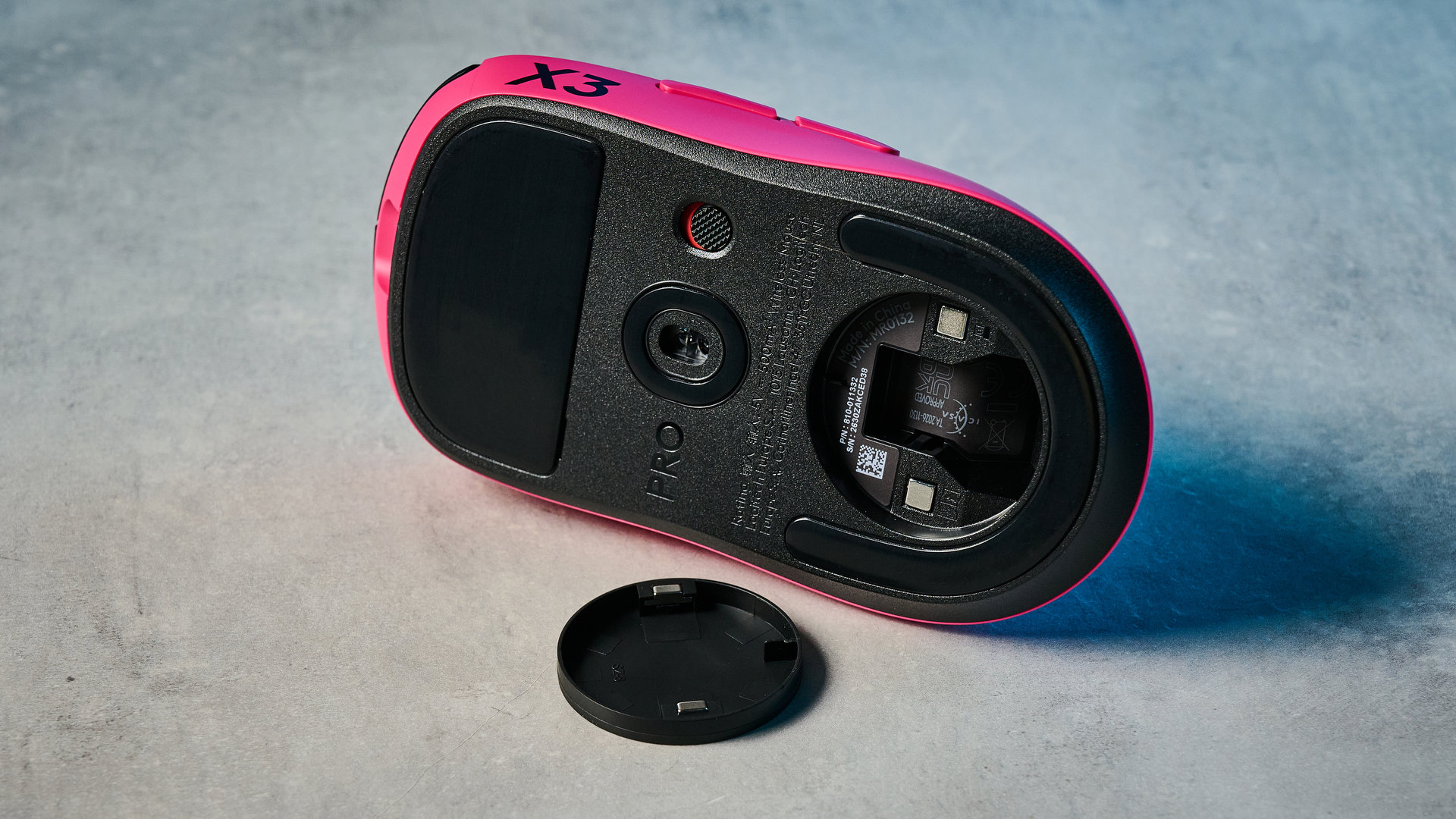 The Logitech G Pro X3 SuperStrike on a stone surface
