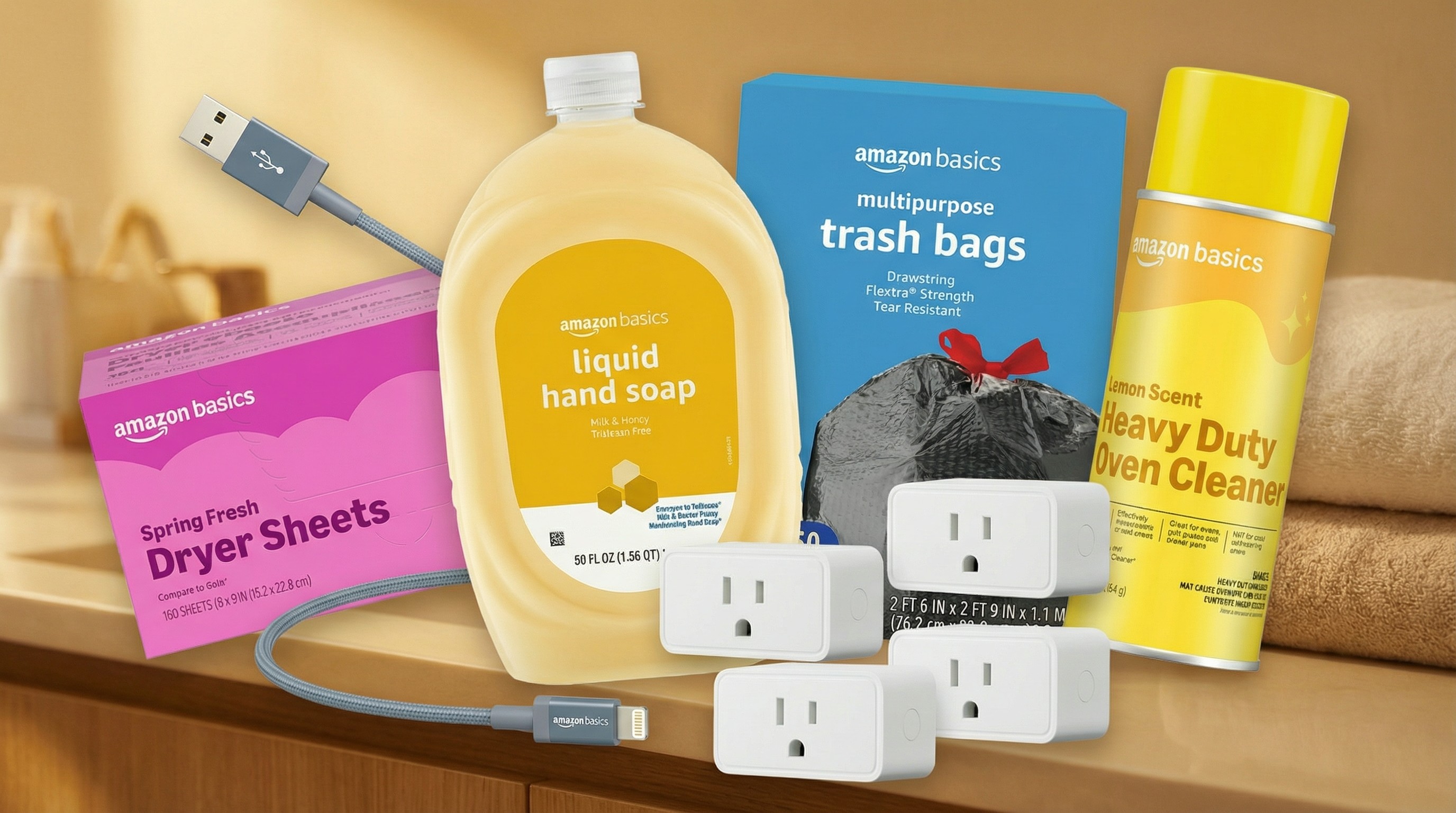 Amazon Basics tech and cleaning supplies