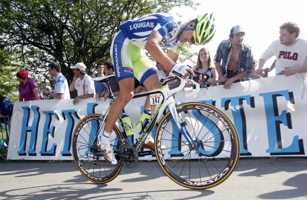 Maciej Paterski (Liquigas-Cannondale) in action at Liege-Bastogne-Liege