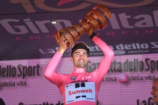 Tom Dumoulin with the Giro d'Italia trophy