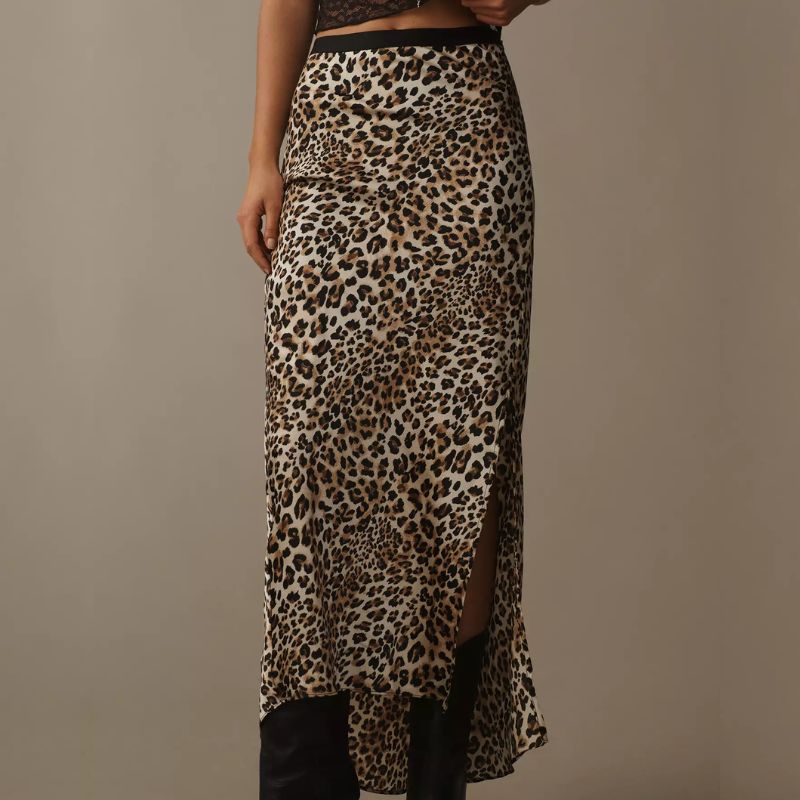 leopard print midi skirt