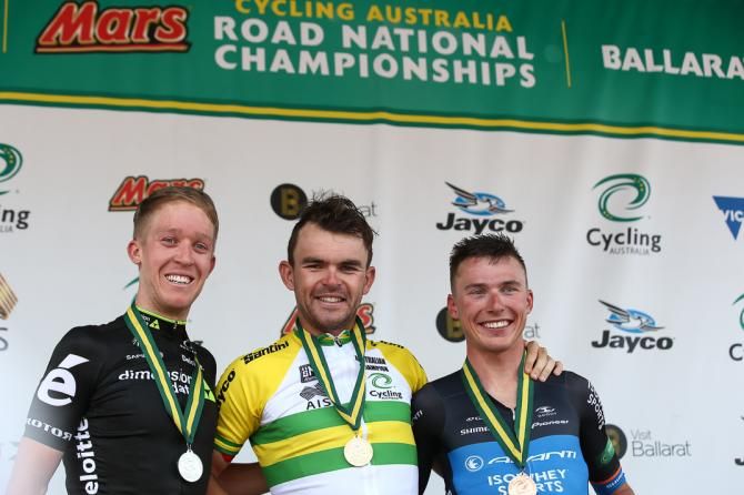 Jack Bobridge is all smiles on top step of the podium having won his second national title in convincing style