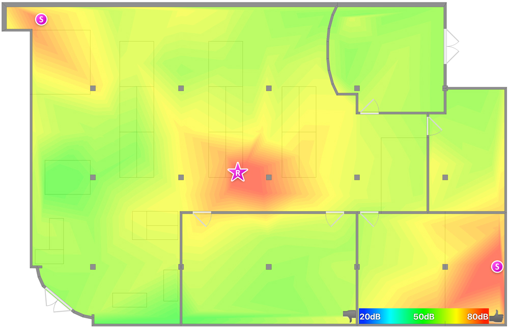 Signal strength when a second satellite (circle in lower right corner) is added. Credit: Purch Labs