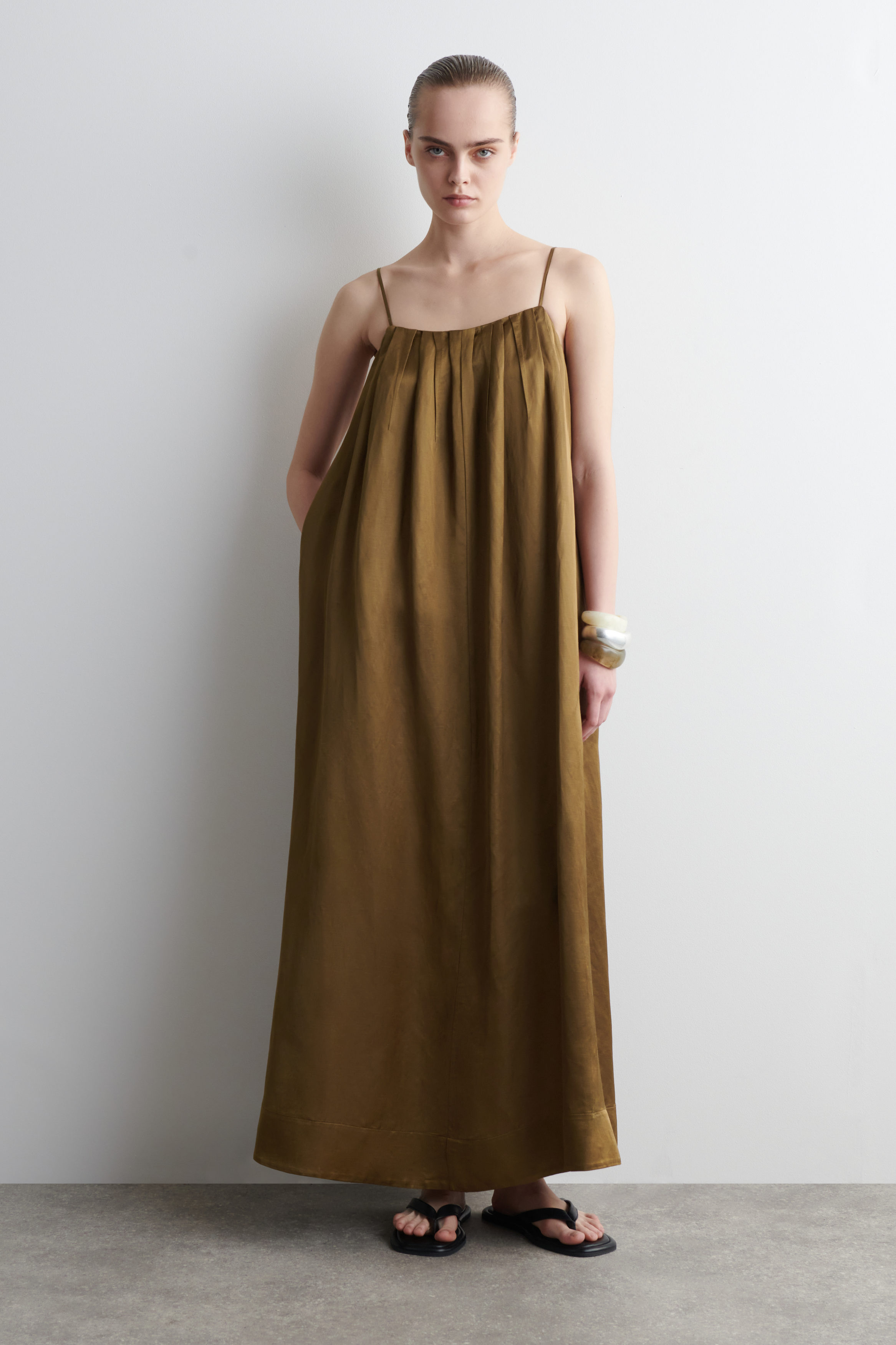 Pleated Fluid Maxi Dress