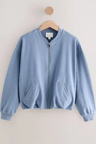Next, Blue Supersoft Rib Bomber Jacket