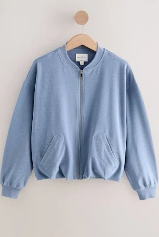 Next, Blue Supersoft Rib Bomber Jacket