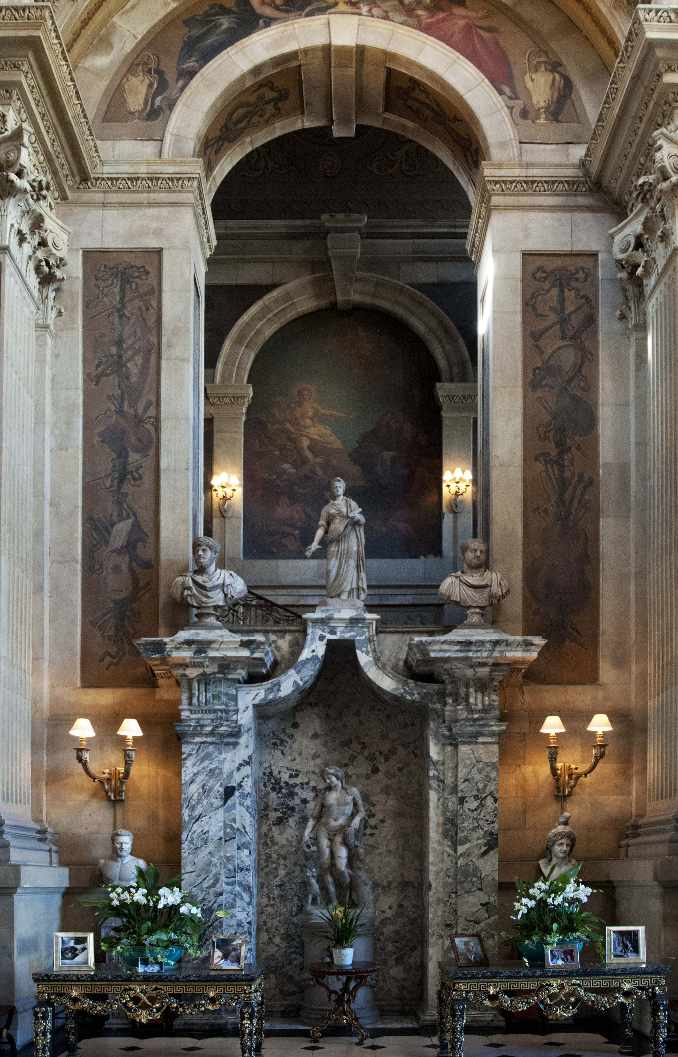 Inside Castle Howard is this spectacular chapel with marble columns and figures.
