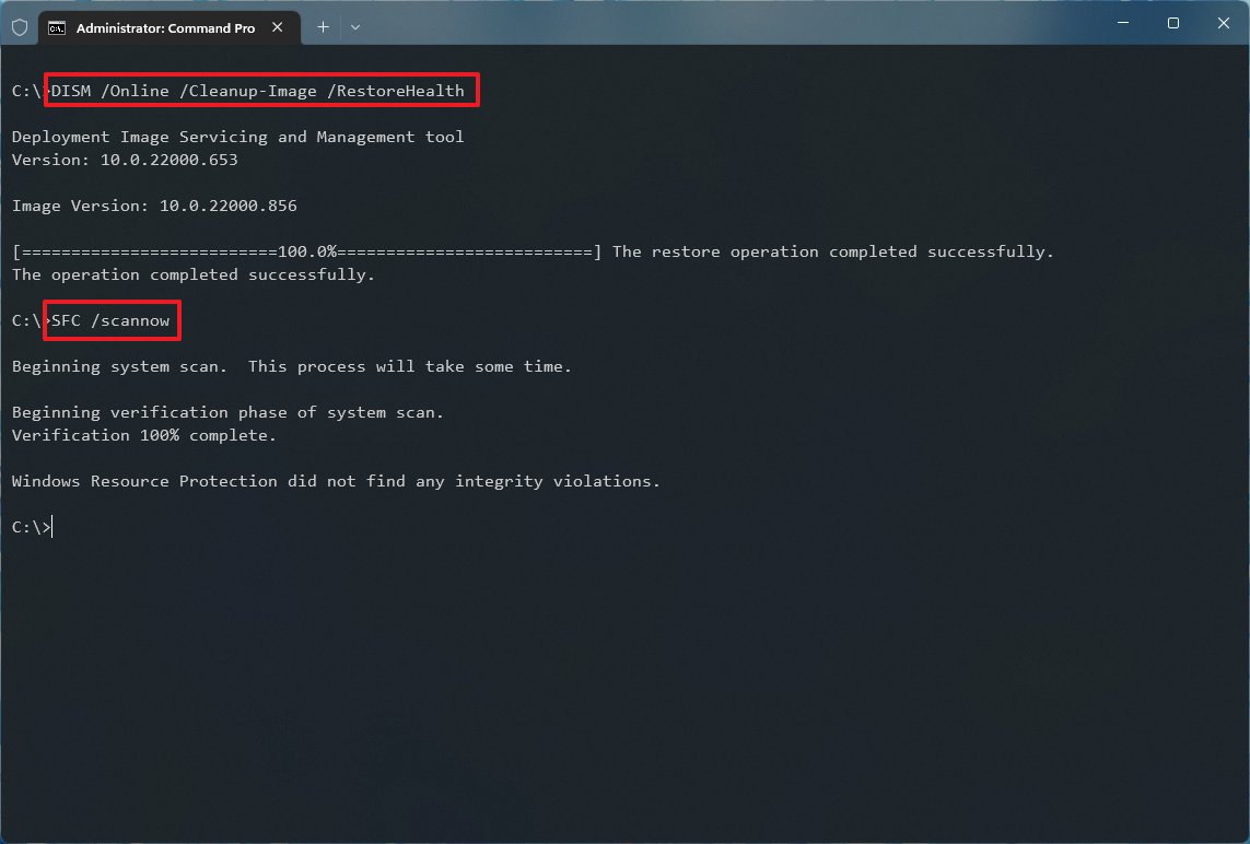 Dism and SFC commands to fix blue screen errors
