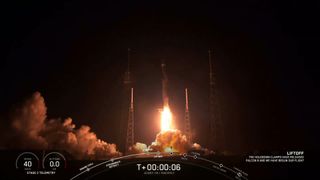 A SpaceX Falcon 9 rocket launches the heavyweight JCSAT-18/Kacific1 communications satellite into space from Space Launch Complex 40 at the Cape Canaveral Air Force Station on Dec. 16, 2019.