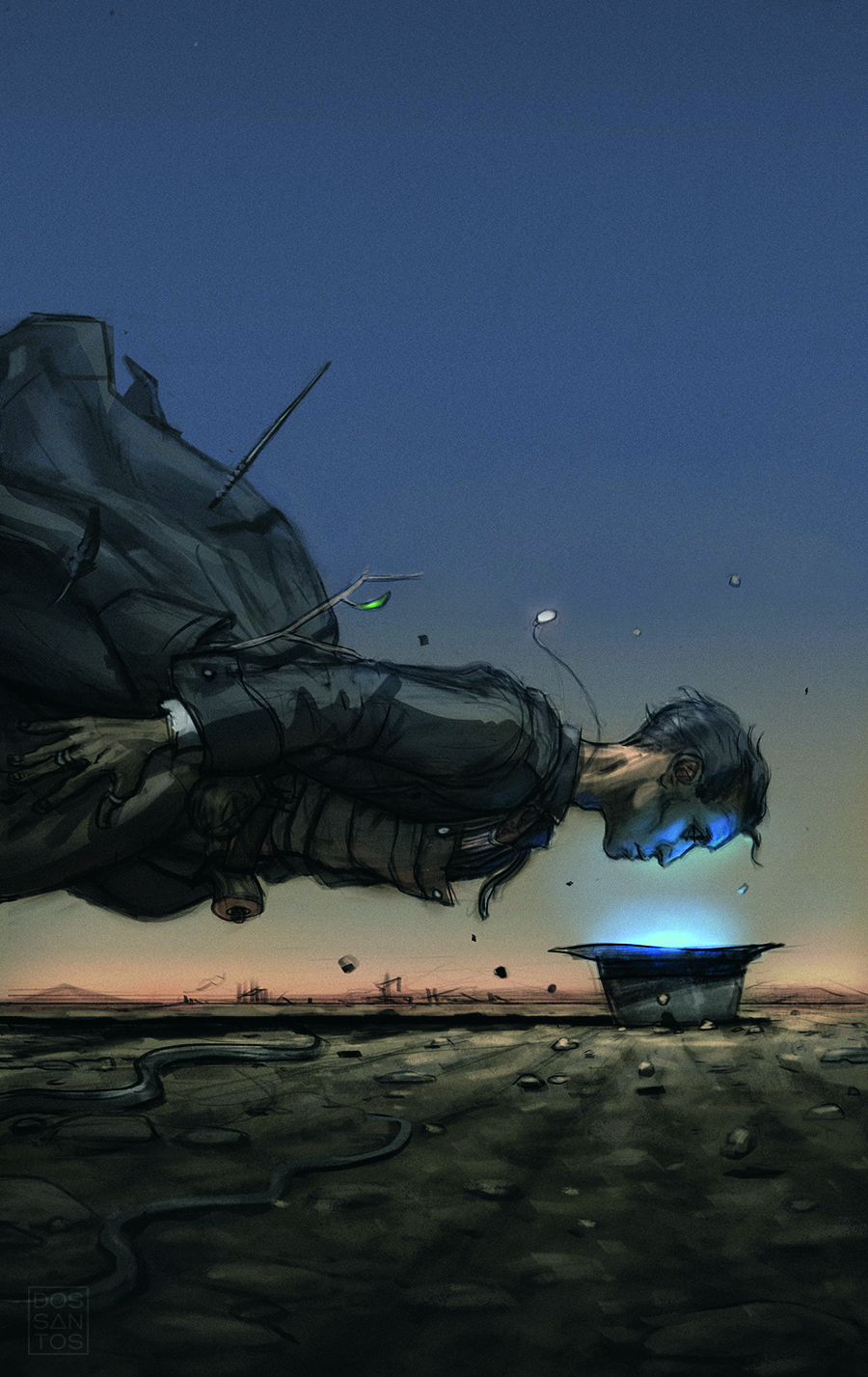 A sketch for book cover art by Dan Dos Santos