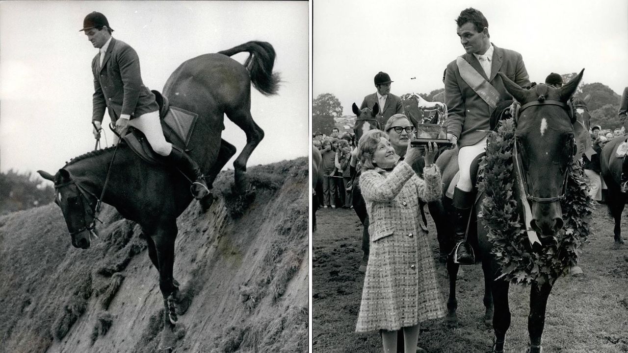 Harvey Smith winning the Hickstead Derby in 1971 on Mattie Brown