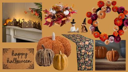 A collage of Halloween decor