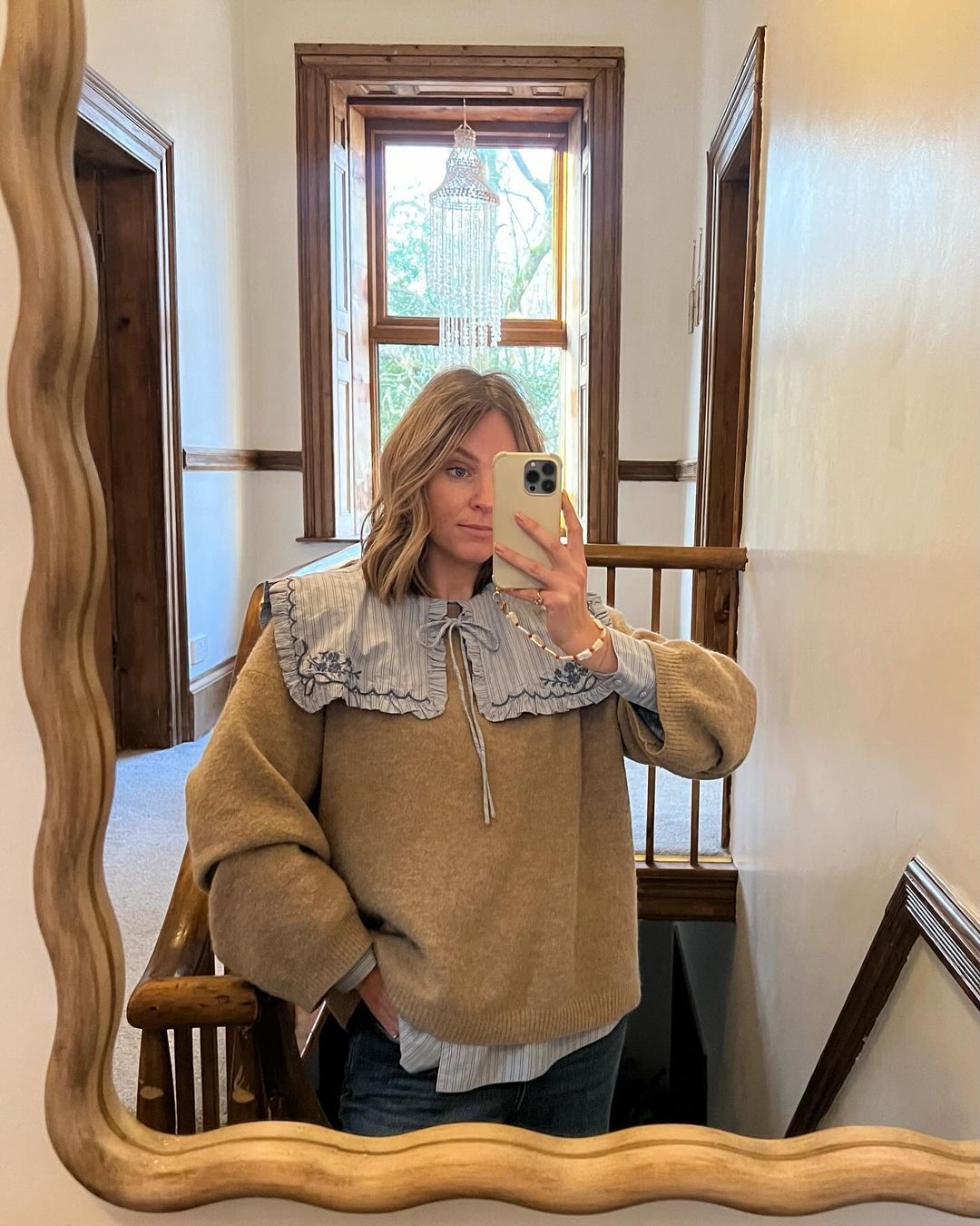 @styleandtheboys styles an oversized collar blouse