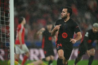 Barcelona's Spanish defender #24 Eric Garcia celebrates scoring his team's fourth goal during the UEFA Champions League, league phase football match between SL Benfica and FC Barcelona at Luz stadium in Lisbon on January 21, 2025. (Photo by PATRICIA DE MELO MOREIRA / AFP) (Photo by PATRICIA DE MELO MOREIRA/AFP via Getty Images) Marcus Rashford