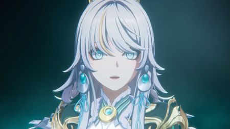 Genshin Impact character Zibai with shocked expression on dark blue background