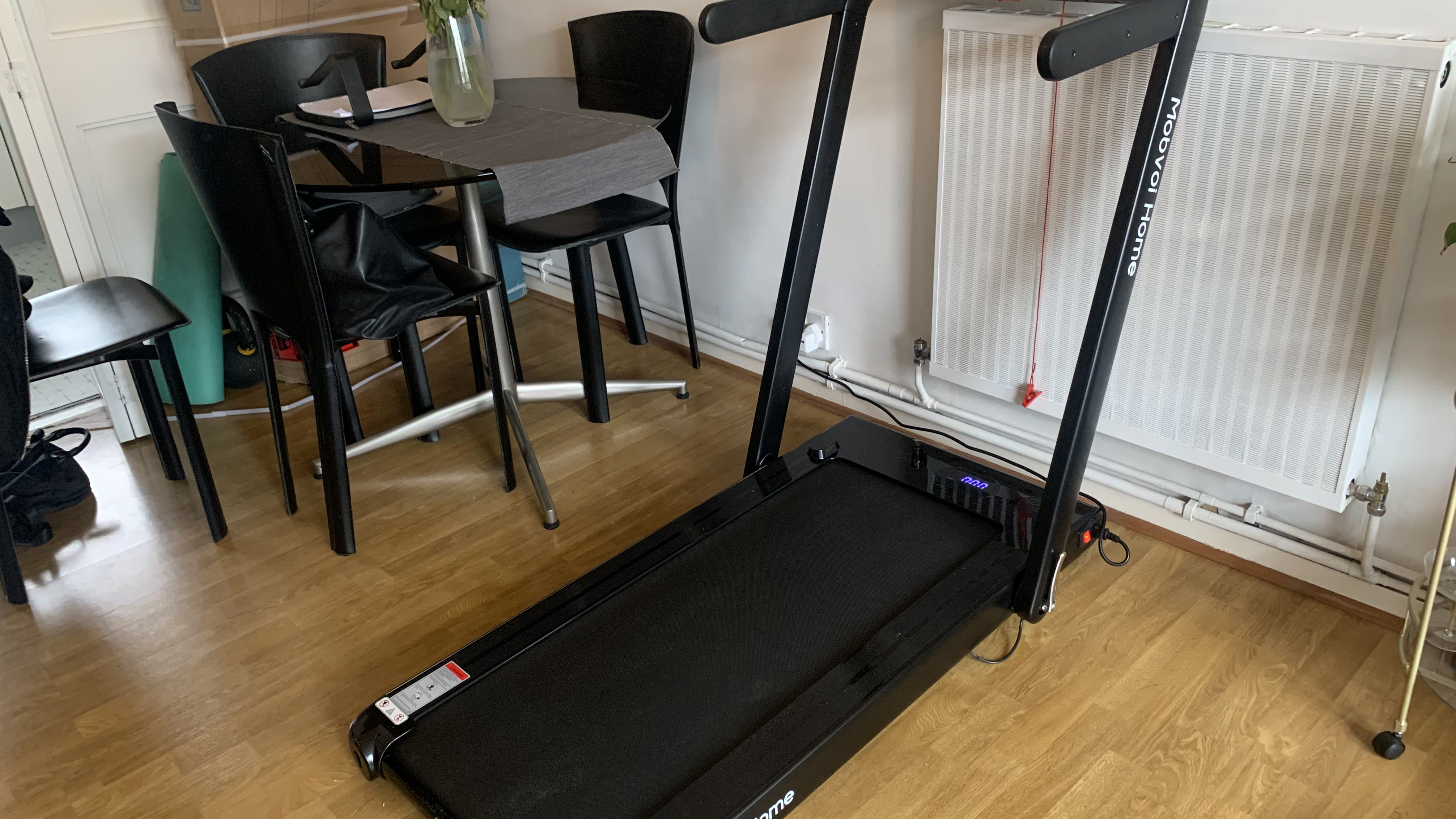 Image of the Mobvoi Home Treadmill set up in run mode