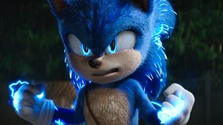 Sonic the Hedgehog charged with blue electricity
