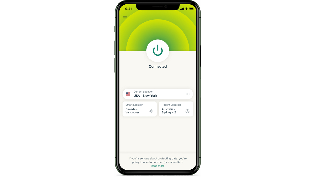 ExpressVPN's iPhone VPN on an iPhone 11