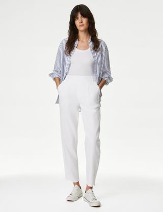 M&S Collection, Linen Rich Tapered Trousers