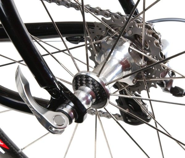 Radial spokes on the left side of the Zipp rear wheel