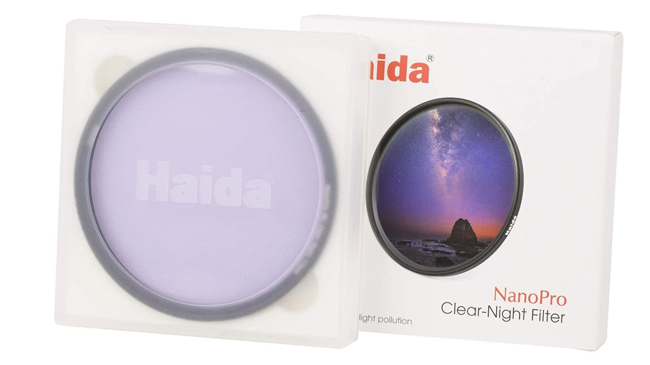 Haida NanoPro MC Clear-Night filters in their packaging on a white background