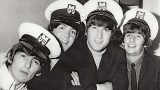 The Beatles in Australia in 1964 wearing sailor's caps