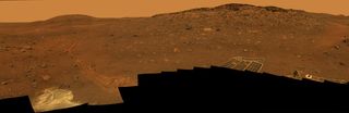 A panoramic view of the Mars Rover Spirit showing the terrain surrounding the location called “Troy”
