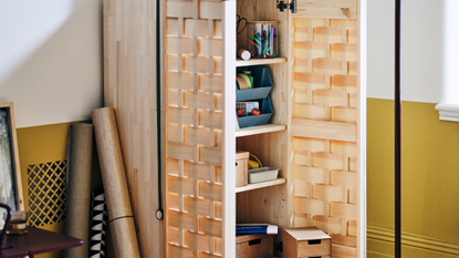 Woven wooden cabinet