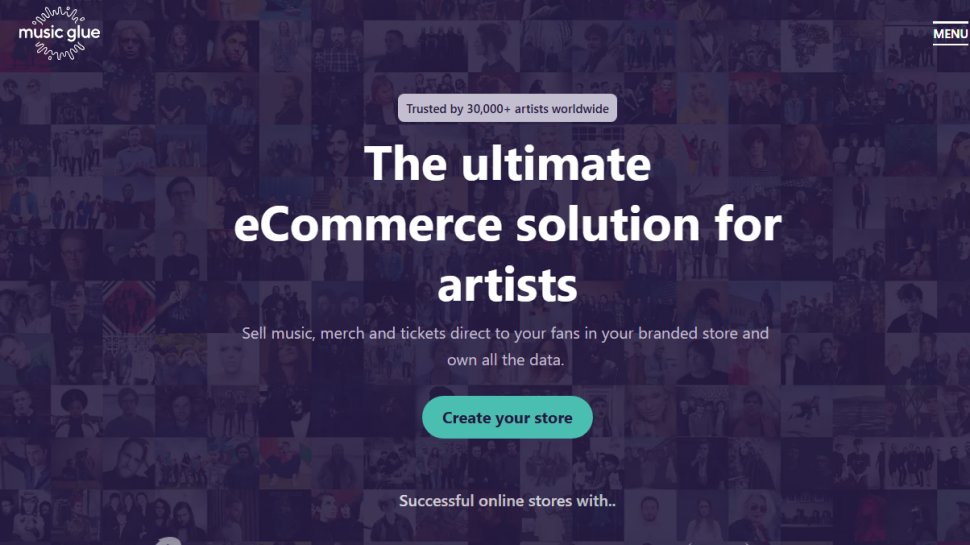 Website screenshot of Music Glue (July, 2025)