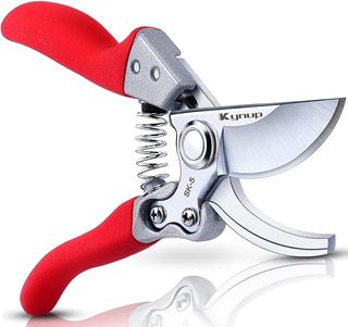 Heavy duty secateurs with red handle